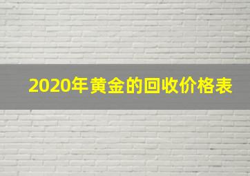 2020年黄金的回收价格表