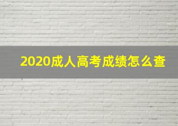 2020成人高考成绩怎么查