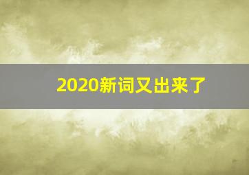 2020新词又出来了