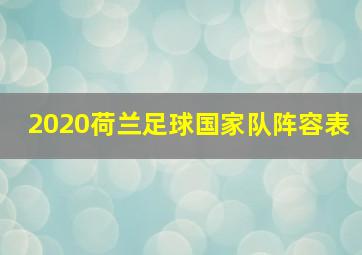 2020荷兰足球国家队阵容表