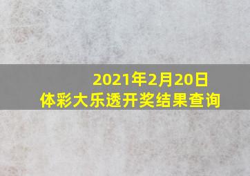 2021年2月20日体彩大乐透开奖结果查询