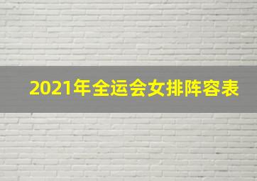 2021年全运会女排阵容表