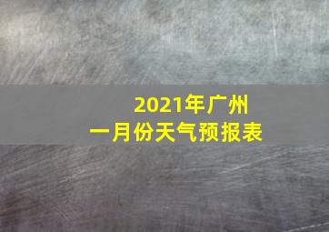 2021年广州一月份天气预报表