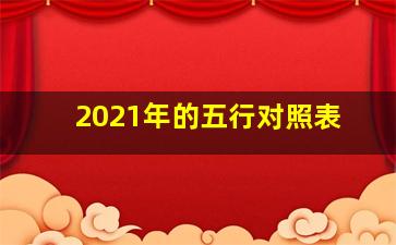 2021年的五行对照表