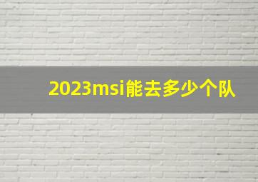 2023msi能去多少个队