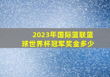 2023年国际篮联篮球世界杯冠军奖金多少