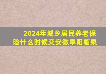 2024年城乡居民养老保险什么时候交安徽阜阳临泉