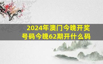 2024年澳门今晚开奖号码今晚62期开什么码