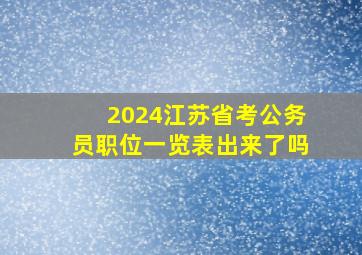 2024江苏省考公务员职位一览表出来了吗