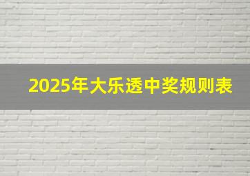 2025年大乐透中奖规则表