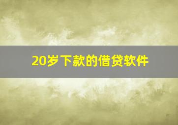 20岁下款的借贷软件