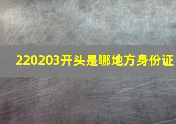 220203开头是哪地方身份证