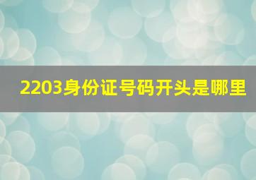 2203身份证号码开头是哪里