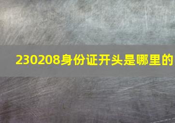 230208身份证开头是哪里的