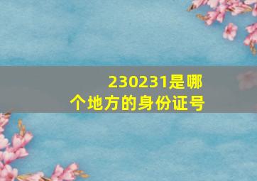 230231是哪个地方的身份证号