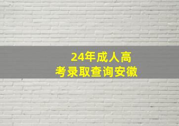 24年成人高考录取查询安徽