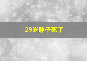 29岁胖子死了