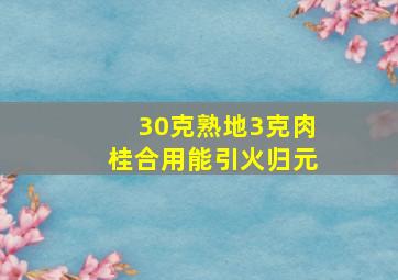 30克熟地3克肉桂合用能引火归元