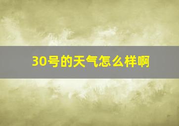 30号的天气怎么样啊