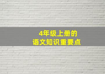 4年级上册的语文知识重要点