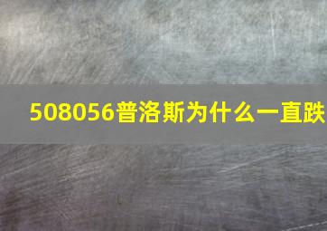 508056普洛斯为什么一直跌