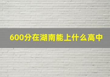 600分在湖南能上什么高中