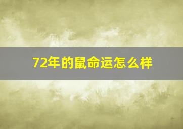 72年的鼠命运怎么样