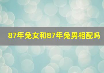 87年兔女和87年兔男相配吗