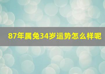 87年属兔34岁运势怎么样呢