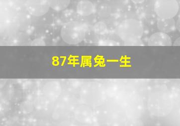 87年属兔一生