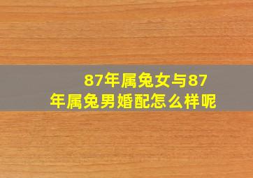 87年属兔女与87年属兔男婚配怎么样呢