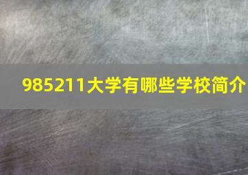 985211大学有哪些学校简介