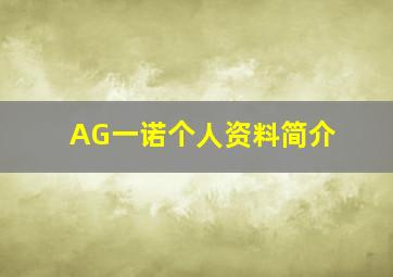 AG一诺个人资料简介