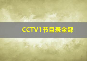 CCTV1节目表全部