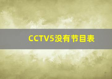 CCTV5没有节目表