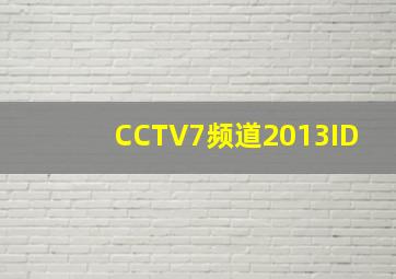 CCTV7频道2013ID