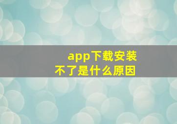 app下载安装不了是什么原因