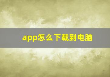 app怎么下载到电脑