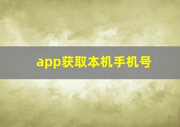 app获取本机手机号