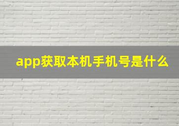 app获取本机手机号是什么