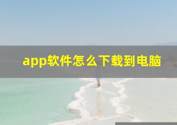 app软件怎么下载到电脑