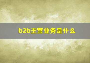 b2b主营业务是什么