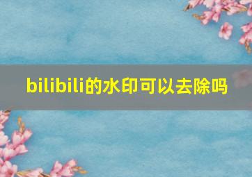 bilibili的水印可以去除吗