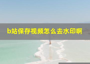 b站保存视频怎么去水印啊