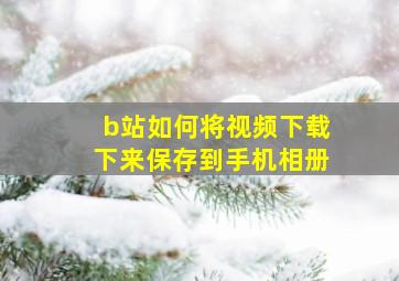 b站如何将视频下载下来保存到手机相册