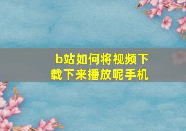 b站如何将视频下载下来播放呢手机