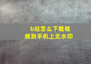 b站怎么下载视频到手机上无水印