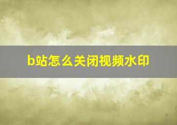 b站怎么关闭视频水印