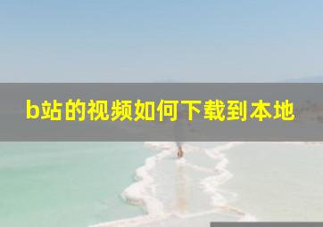 b站的视频如何下载到本地