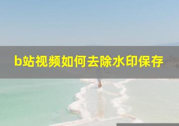 b站视频如何去除水印保存